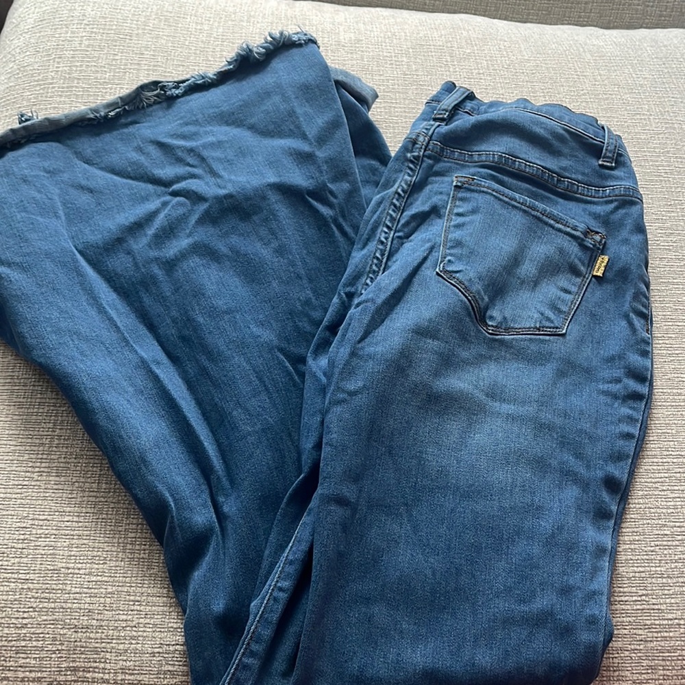 Light wash extra wide flare jeans
